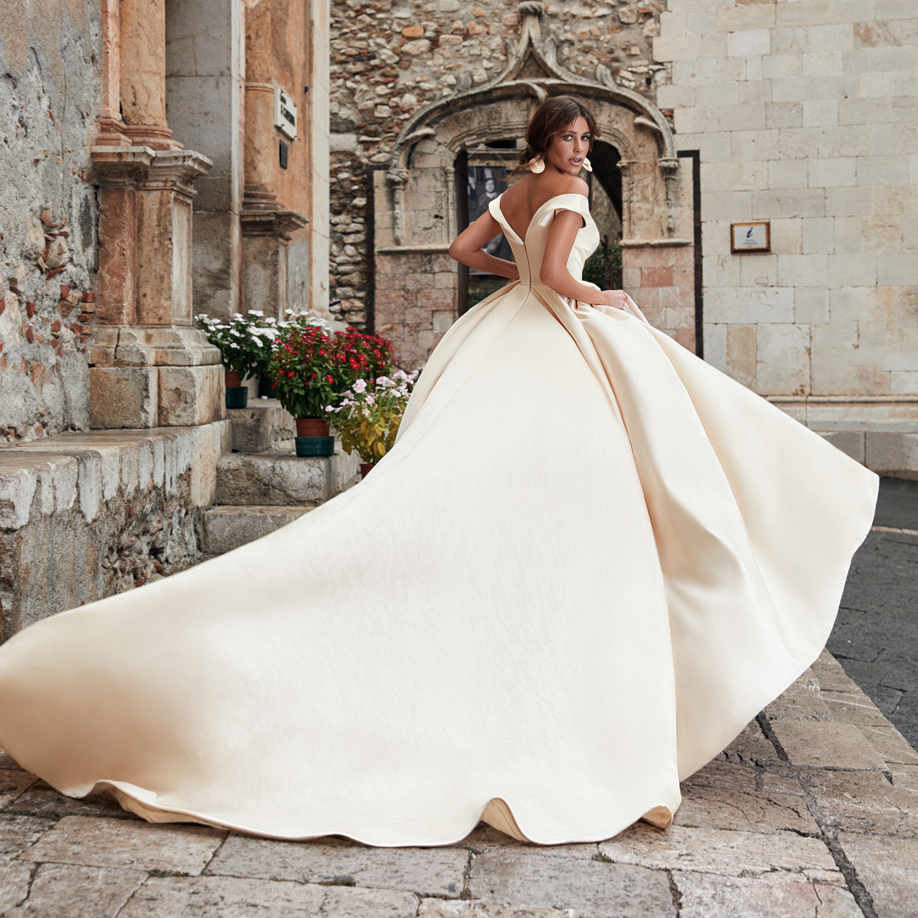 Long Sleeves Ball Gowns Lace Wedding Dress Champagne Alinanova